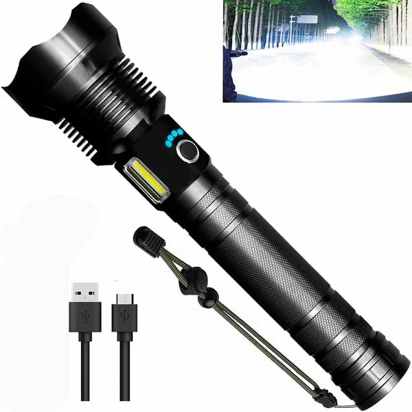 🔦 60% OFF! 🎉 90000 Lumen Rechargeable Flashlight – Extreme Brightness, Waterproof & Long Battery Life 📦